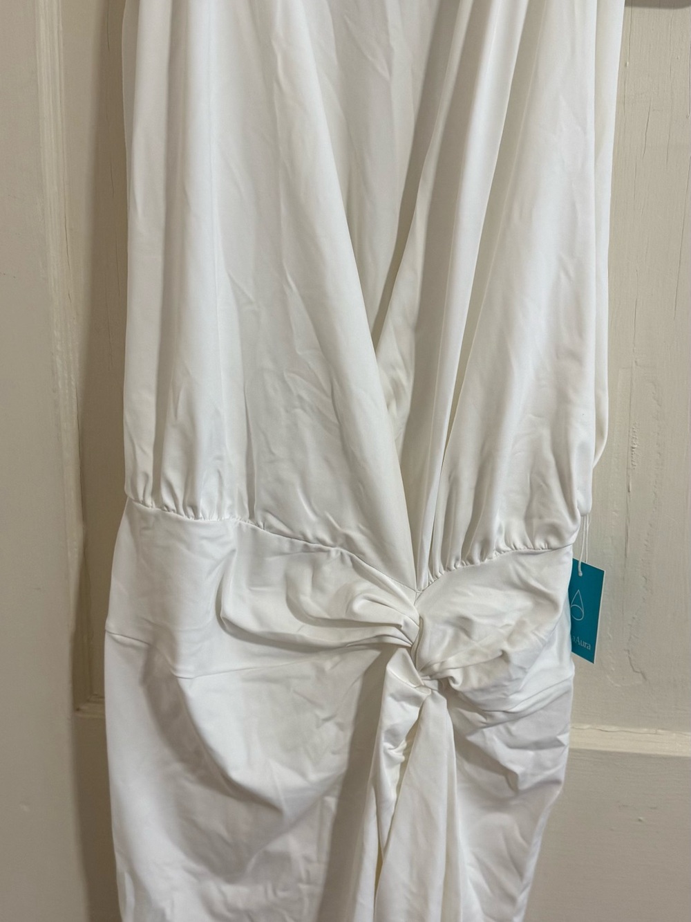 Aqua White Knot-Front Swim Coverup